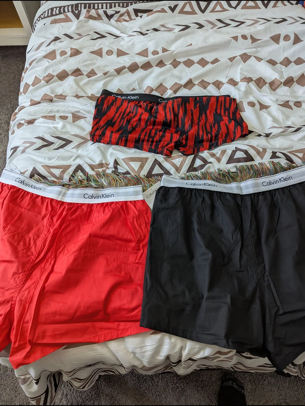 Calvin Klein Men’s Boxer Briefs Trio — Red, Black & Red/Black Pattern